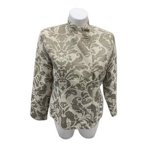 Coldwater Creek metallic floral print button front jacket petite